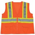 1287FR-OZ-RD Flame Resistant Mesh Class 2 Orange Mesh Safety Vest with Radio Clip